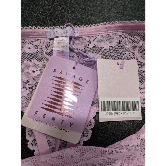 NWT Savage X Fenty Pink Floral Lace High Leg Brazilian Women's 2X - Picture 5 of 6